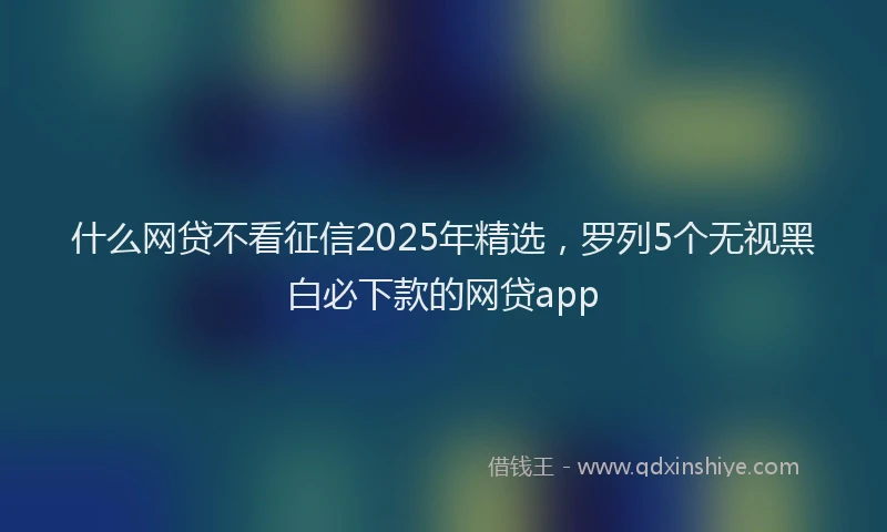 什么网贷不看征信2025年精选，罗列5个无视黑白必下款的网贷app