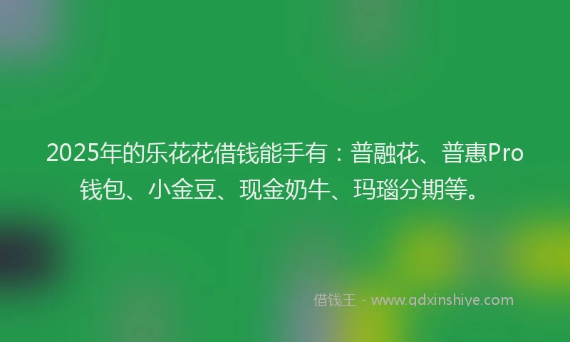 2025年的乐花花借钱能手有：普融花、普惠Pro钱包、小金豆、现金奶牛、玛瑙分期等。