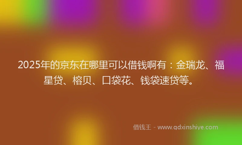 2025年的京东在哪里可以借钱啊有：金瑞龙、福星贷、榕贝、口袋花、钱袋速贷等。