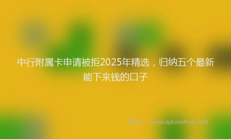 中行附属卡申请被拒2025年精选，归纳五个最新能下来钱的口子