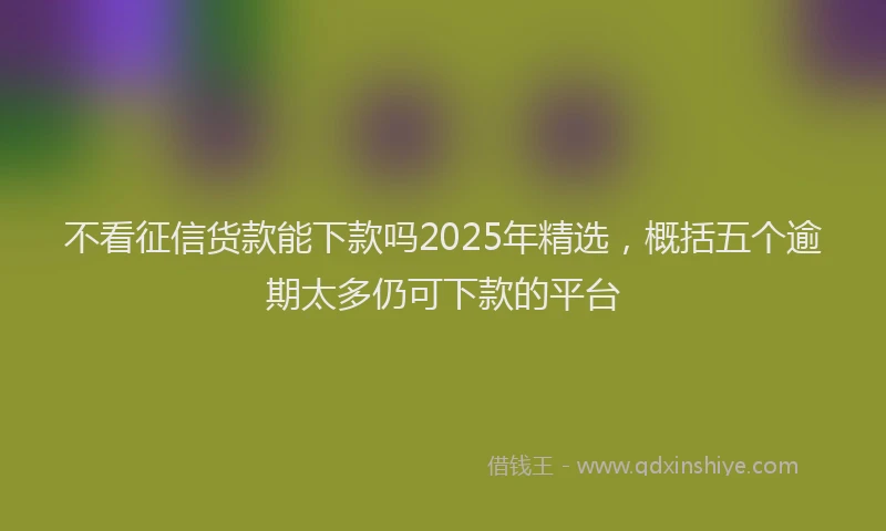 不看征信货款能下款吗2025年精选，概括五个逾期太多仍可下款的平台