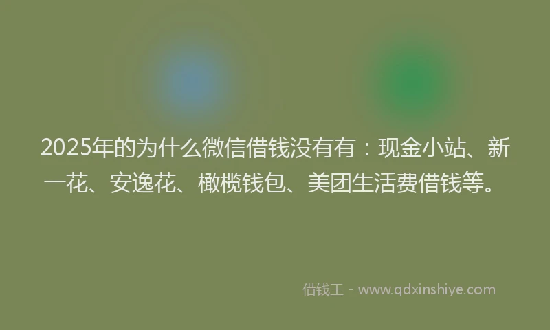 2025年的为什么微信借钱没有有：现金小站、新一花、安逸花、橄榄钱包、美团生活费借钱等。