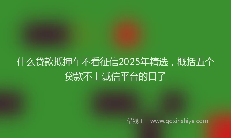 什么贷款抵押车不看征信2025年精选，概括五个贷款不上诚信平台的口子