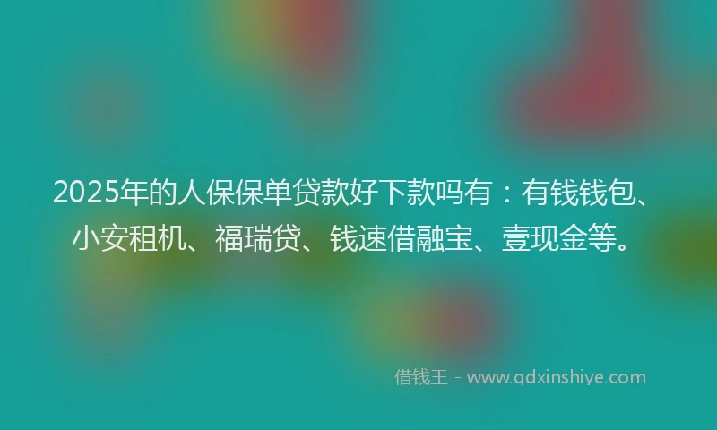 2025年的人保保单贷款好下款吗有：有钱钱包、小安租机、福瑞贷、钱速借融宝、壹现金等。