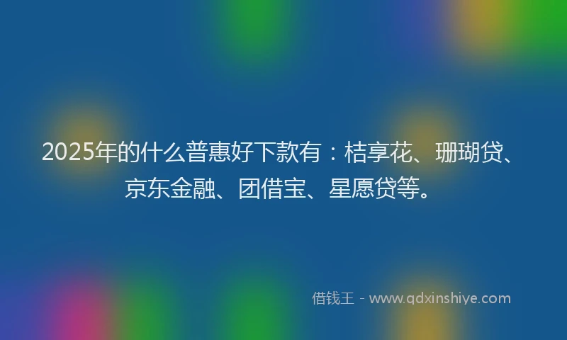 2025年的什么普惠好下款有：桔享花、珊瑚贷、京东金融、团借宝、星愿贷等。