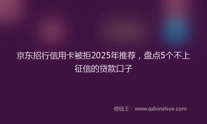 京东招行信用卡被拒2025年推荐，盘点5个不上征信的贷款口子