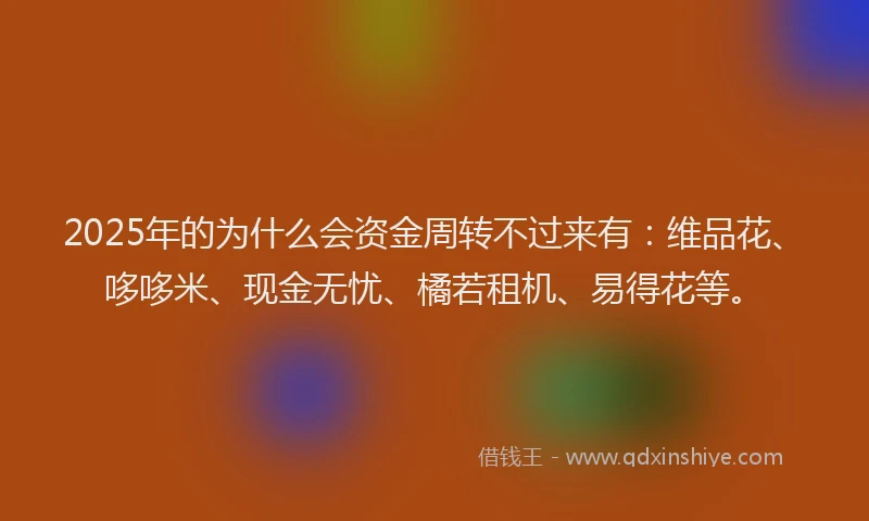 2025年的为什么会资金周转不过来有：维品花、哆哆米、现金无忧、橘若租机、易得花等。