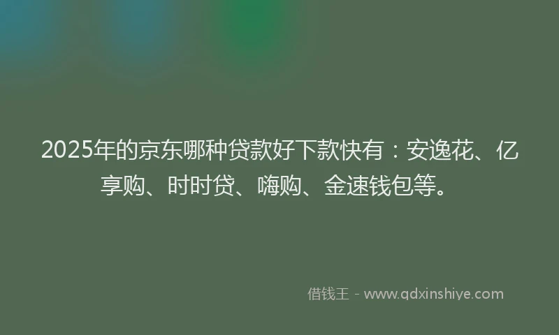 2025年的京东哪种贷款好下款快有：安逸花、亿享购、时时贷、嗨购、金速钱包等。