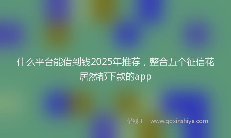 什么平台能借到钱2025年推荐，整合五个征信花居然都下款的app