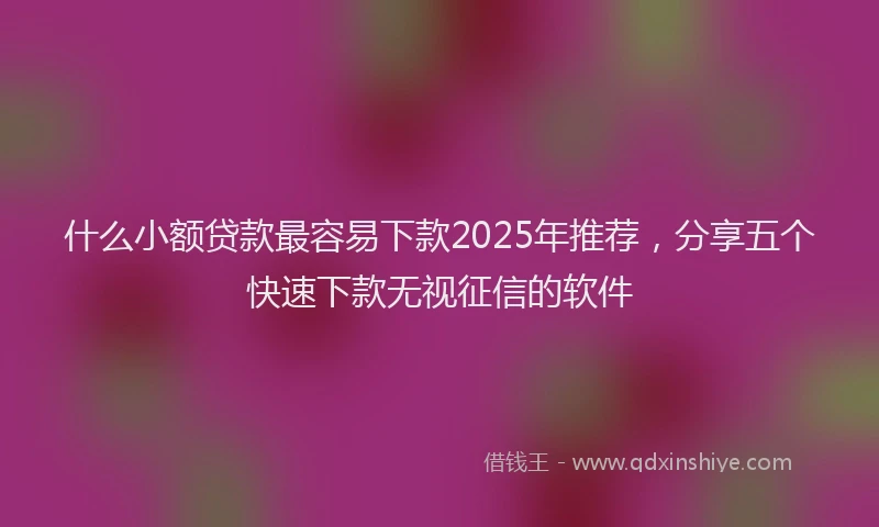 什么小额贷款最容易下款2025年推荐，分享五个快速下款无视征信的软件