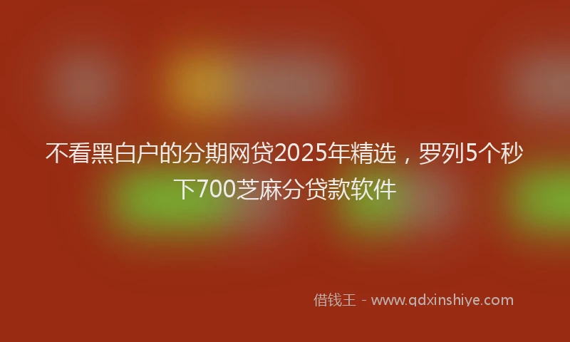 不看黑白户的分期网贷2025年精选，罗列5个秒下700芝麻分贷款软件