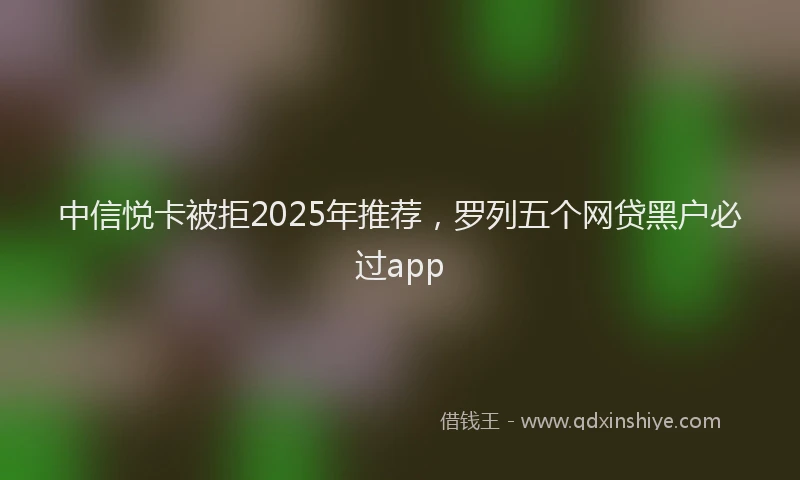 中信悦卡被拒2025年推荐，罗列五个网贷黑户必过app