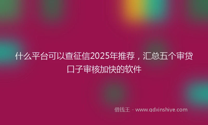 什么平台可以查征信2025年推荐，汇总五个审贷口子审核加快的软件
