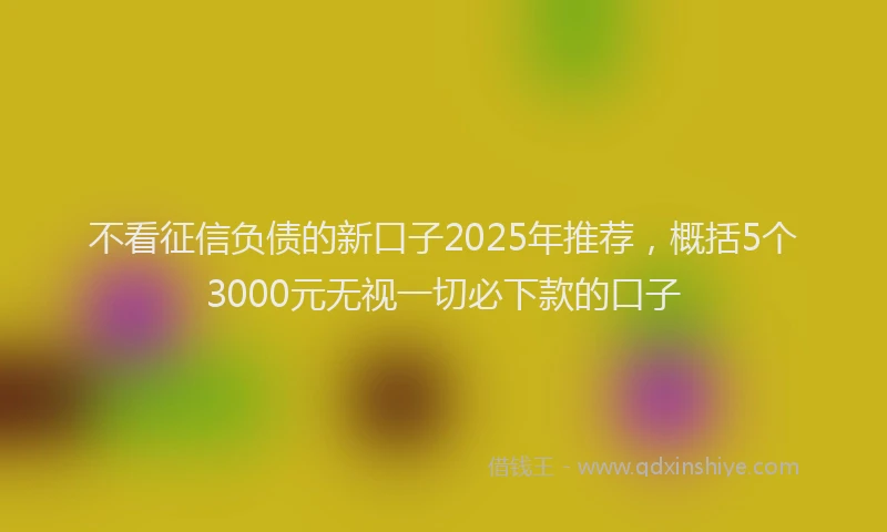 不看征信负债的新口子2025年推荐，概括5个3000元无视一切必下款的口子