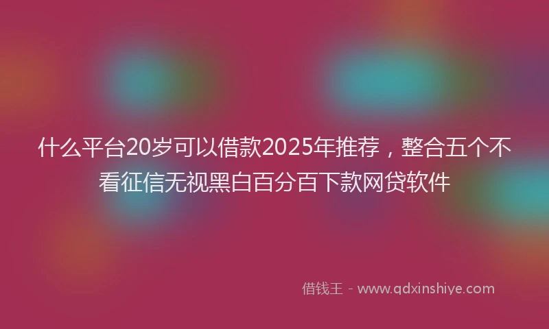 什么平台20岁可以借款2025年推荐，整合五个不看征信无视黑白百分百下款网贷软件