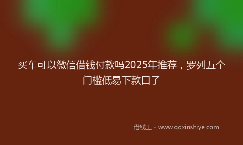 买车可以微信借钱付款吗2025年推荐，罗列五个门槛低易下款口子