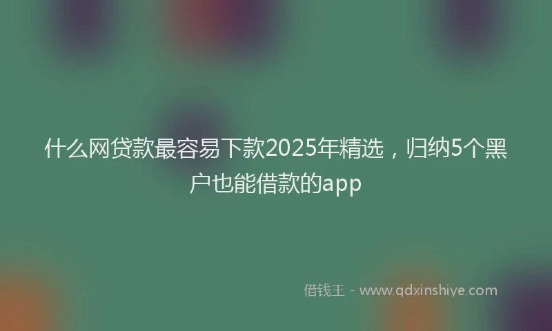 什么网贷款最容易下款2025年精选，归纳5个黑户也能借款的app
