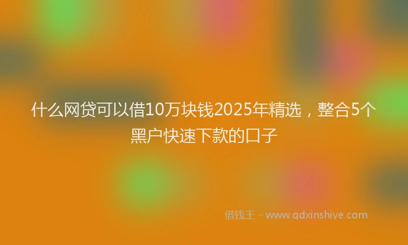 什么网贷可以借10万块钱2025年精选，整合5个黑户快速下款的口子