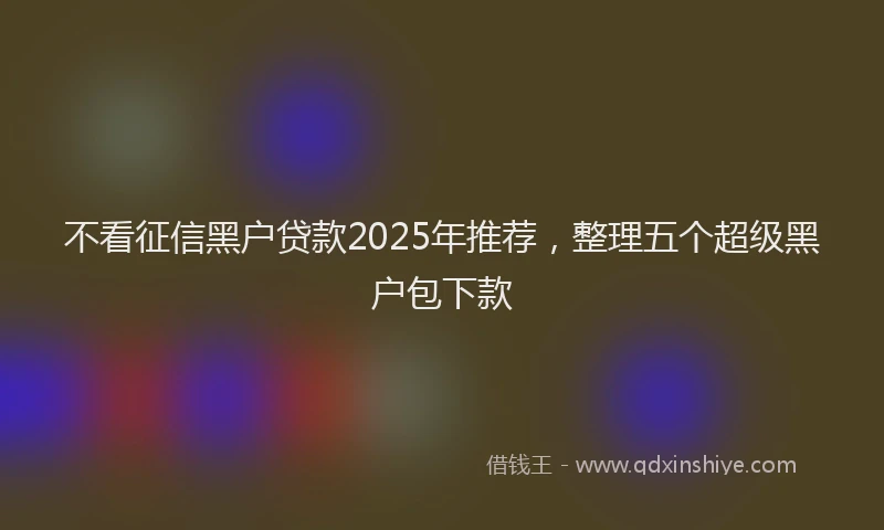 不看征信黑户贷款2025年推荐，整理五个超级黑户包下款