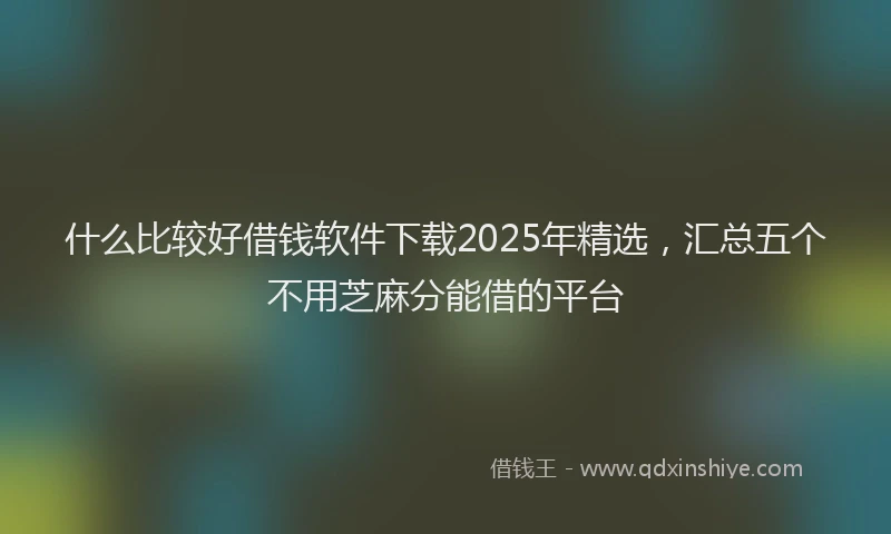 什么比较好借钱软件下载2025年精选，汇总五个不用芝麻分能借的平台
