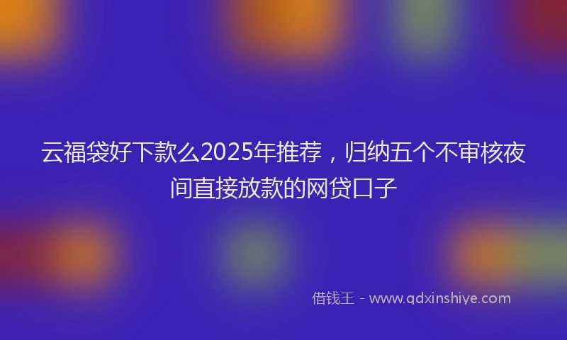 云福袋好下款么2025年推荐，归纳五个不审核夜间直接放款的网贷口子