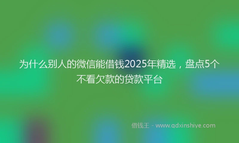 为什么别人的微信能借钱2025年精选，盘点5个不看欠款的贷款平台