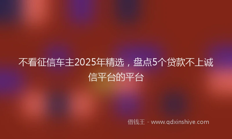 不看征信车主2025年精选，盘点5个贷款不上诚信平台的平台
