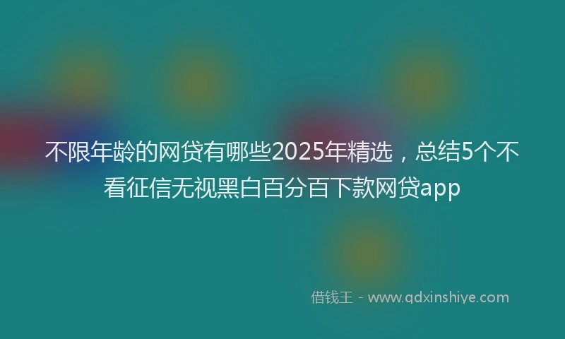 不限年龄的网贷有哪些2025年精选，总结5个不看征信无视黑白百分百下款网贷app