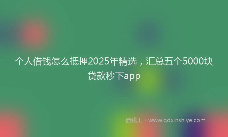 个人借钱怎么抵押2025年精选，汇总五个5000块贷款秒下app