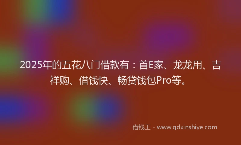 2025年的五花八门借款有：首E家、龙龙用、吉祥购、借钱快、畅贷钱包Pro等。