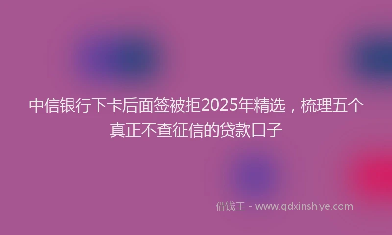中信银行下卡后面签被拒2025年精选，梳理五个真正不查征信的贷款口子