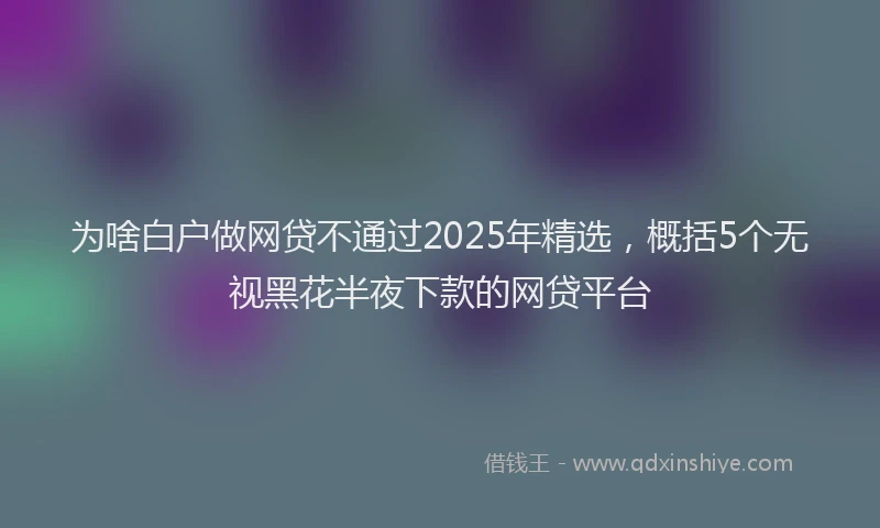 为啥白户做网贷不通过2025年精选，概括5个无视黑花半夜下款的网贷平台