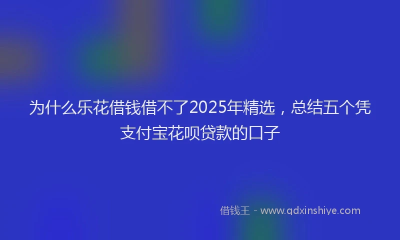 为什么乐花借钱借不了2025年精选，总结五个凭支付宝花呗贷款的口子