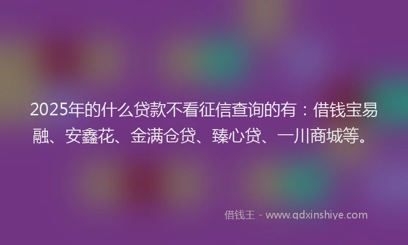 2025年的什么贷款不看征信查询的有：借钱宝易融、安鑫花、金满仓贷、臻心贷、一川商城等。