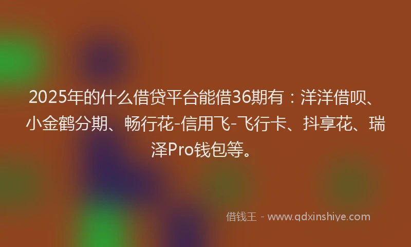 2025年的什么借贷平台能借36期有：洋洋借呗、小金鹤分期、畅行花-信用飞-飞行卡、抖享花、瑞泽Pro钱包等。