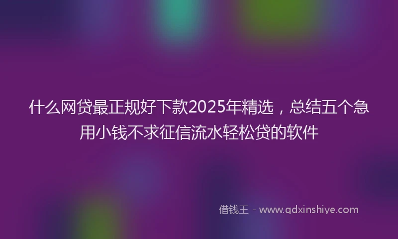 什么网贷最正规好下款2025年精选，总结五个急用小钱不求征信流水轻松贷的软件