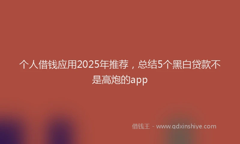 个人借钱应用2025年推荐，总结5个黑白贷款不是高炮的app