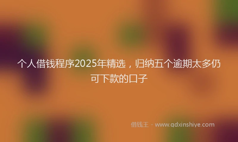 个人借钱程序2025年精选，归纳五个逾期太多仍可下款的口子