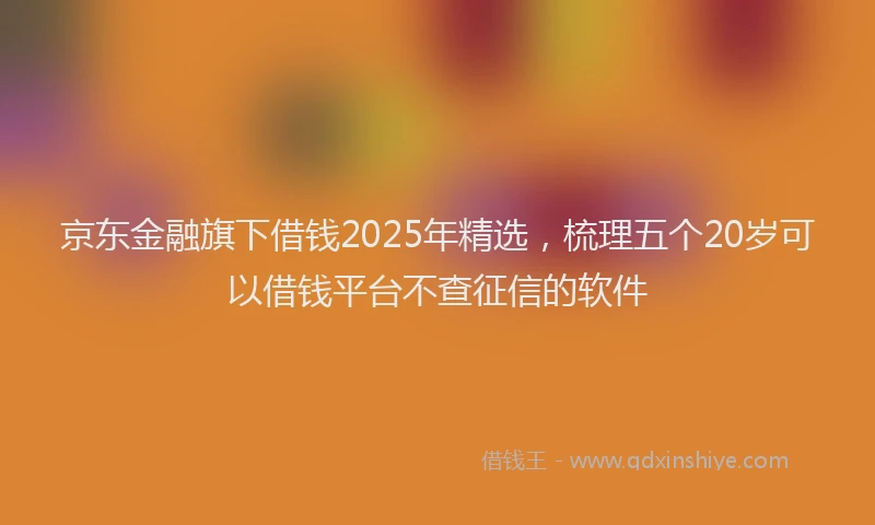 京东金融旗下借钱2025年精选，梳理五个20岁可以借钱平台不查征信的软件