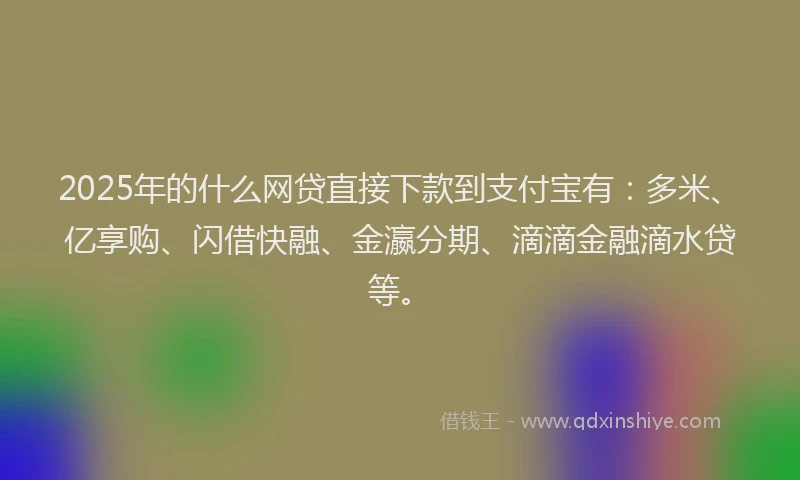 2025年的什么网贷直接下款到支付宝有：多米、亿享购、闪借快融、金瀛分期、滴滴金融滴水贷等。