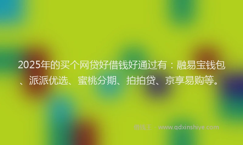 2025年的买个网贷好借钱好通过有：融易宝钱包、派派优选、蜜桃分期、拍拍贷、京享易购等。