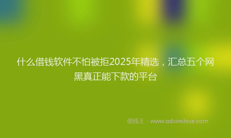 什么借钱软件不怕被拒2025年精选，汇总五个网黑真正能下款的平台