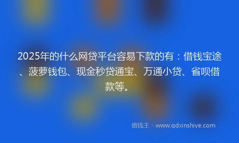2025年的什么网贷平台容易下款的有：借钱宝途、菠萝钱包、现金秒贷通宝、万通小贷、省呗借款等。