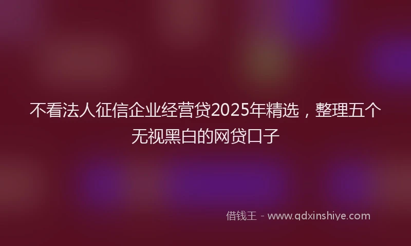 不看法人征信企业经营贷2025年精选，整理五个无视黑白的网贷口子