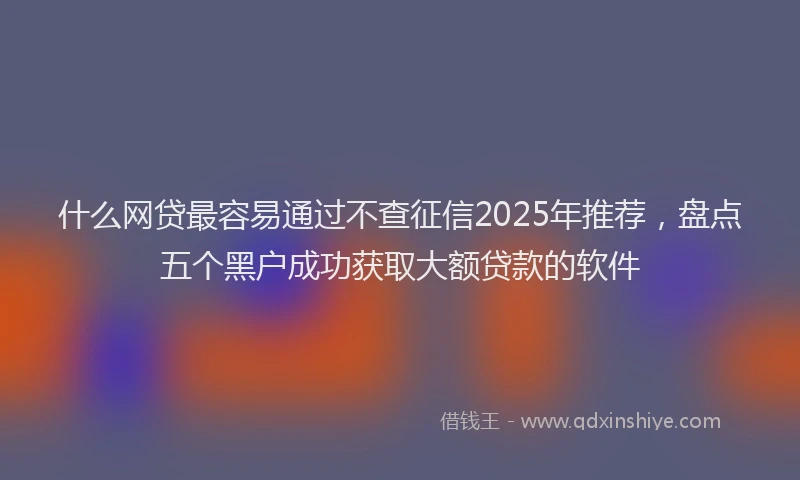 什么网贷最容易通过不查征信2025年推荐，盘点五个黑户成功获取大额贷款的软件