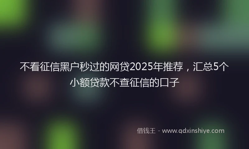 不看征信黑户秒过的网贷2025年推荐，汇总5个小额贷款不查征信的口子