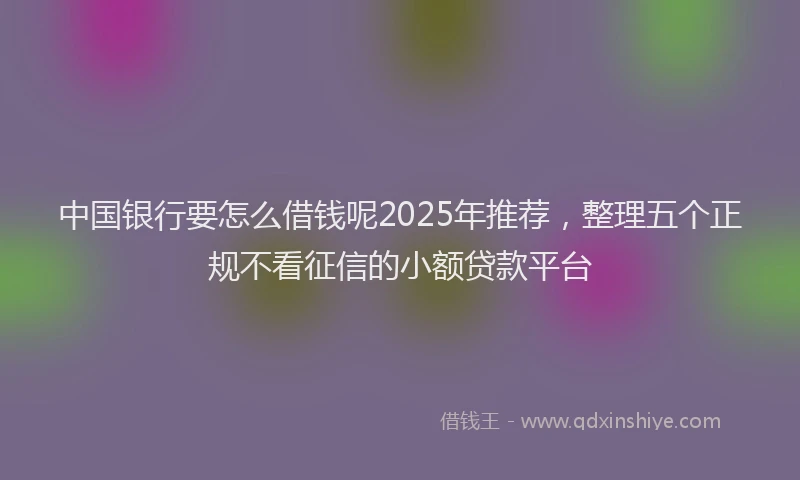 中国银行要怎么借钱呢2025年推荐，整理五个正规不看征信的小额贷款平台
