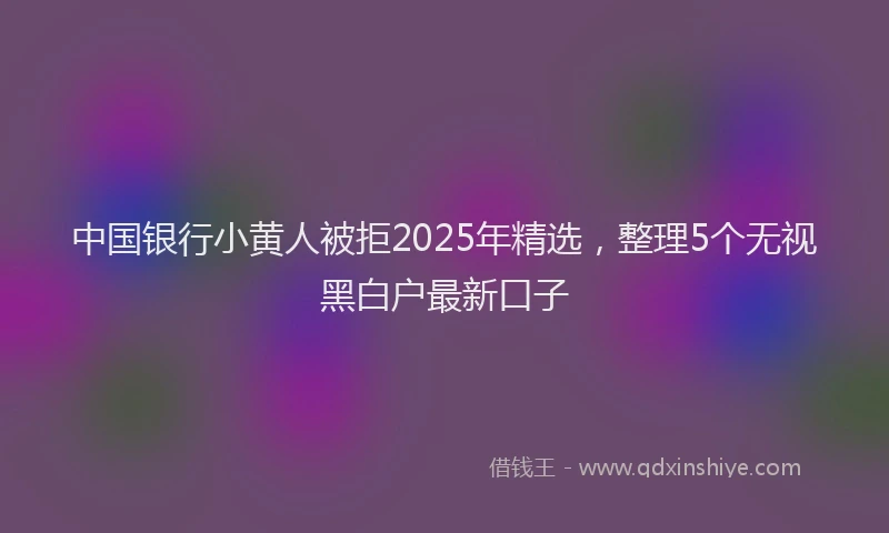 中国银行小黄人被拒2025年精选，整理5个无视黑白户最新口子