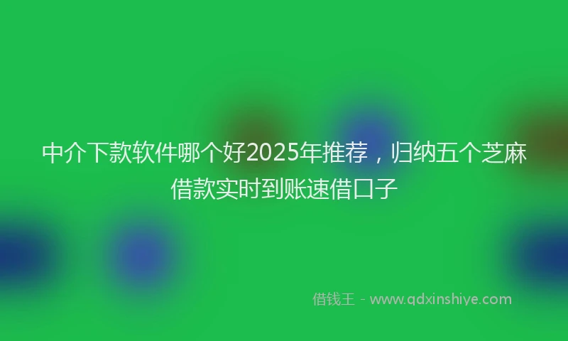 中介下款软件哪个好2025年推荐，归纳五个芝麻借款实时到账速借口子