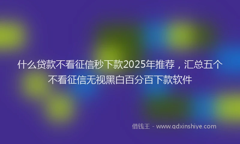 什么贷款不看征信秒下款2025年推荐，汇总五个不看征信无视黑白百分百下款软件